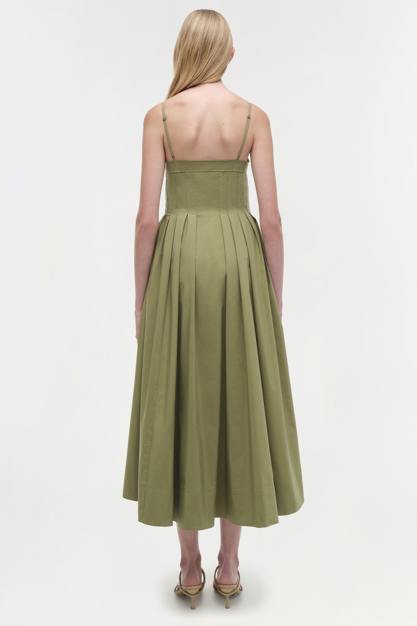 Womens | Kittiya Cotton Midi Dress | Olive