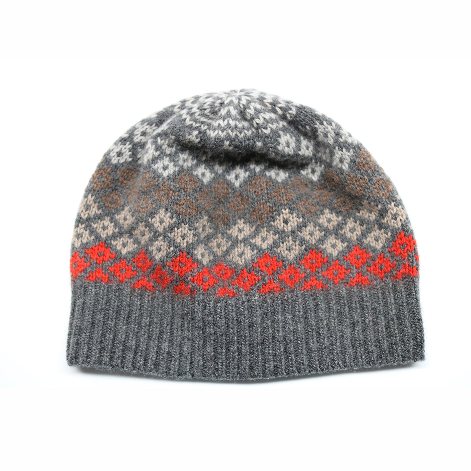 Cashmere Hat In Fancy Design | Dark Grey Combo