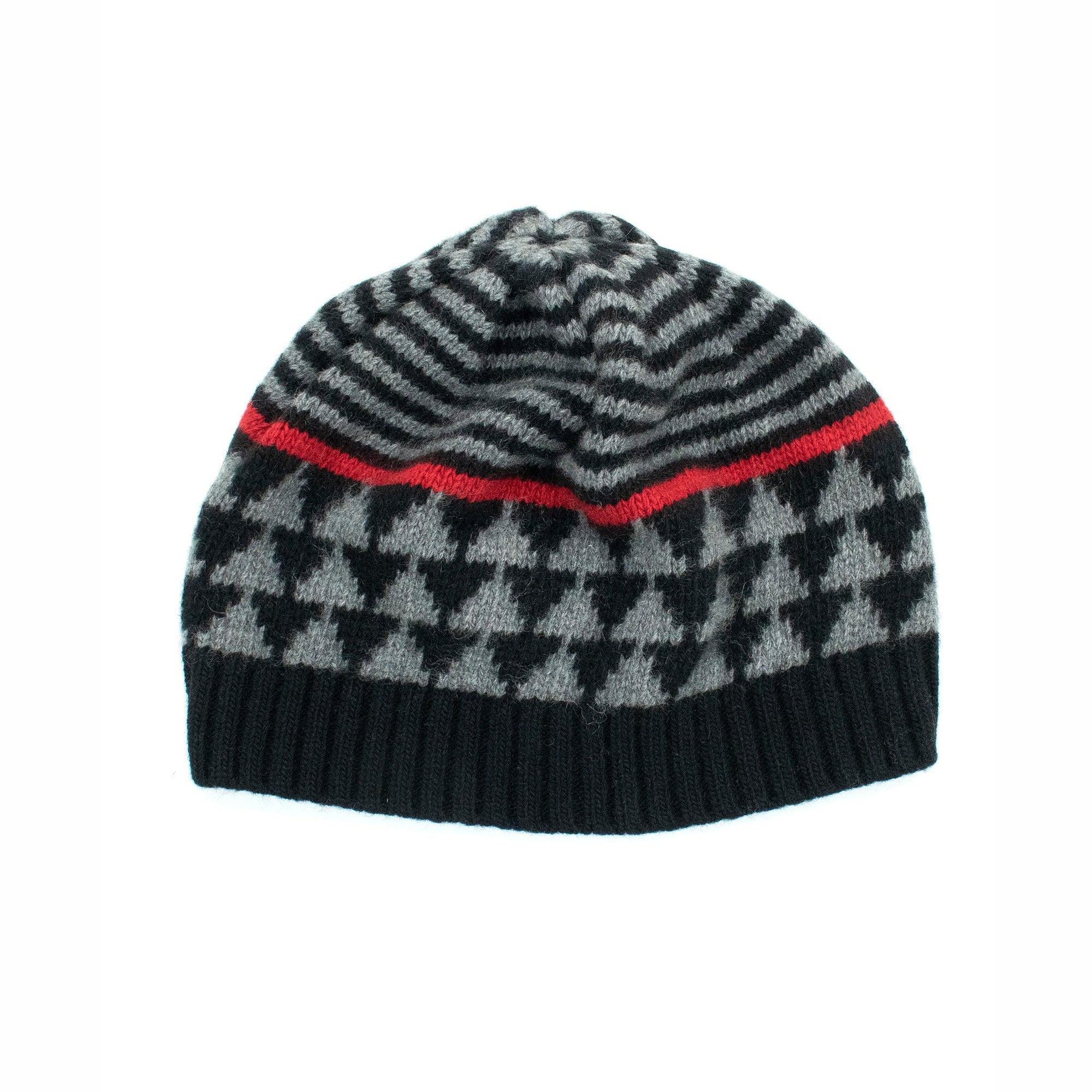 Cashmere Chunky Beanie In Nordic Design | Black Combo