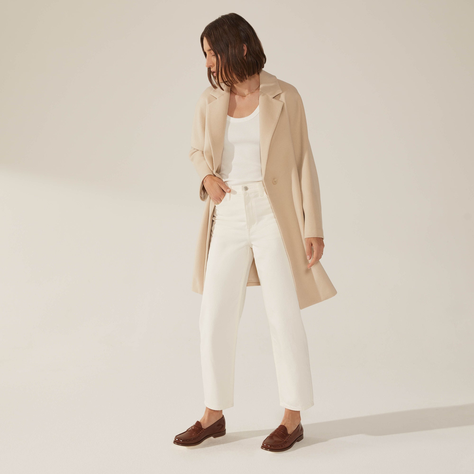 Womens | Risa Cashmere-Wool Button Down Coat | Beige