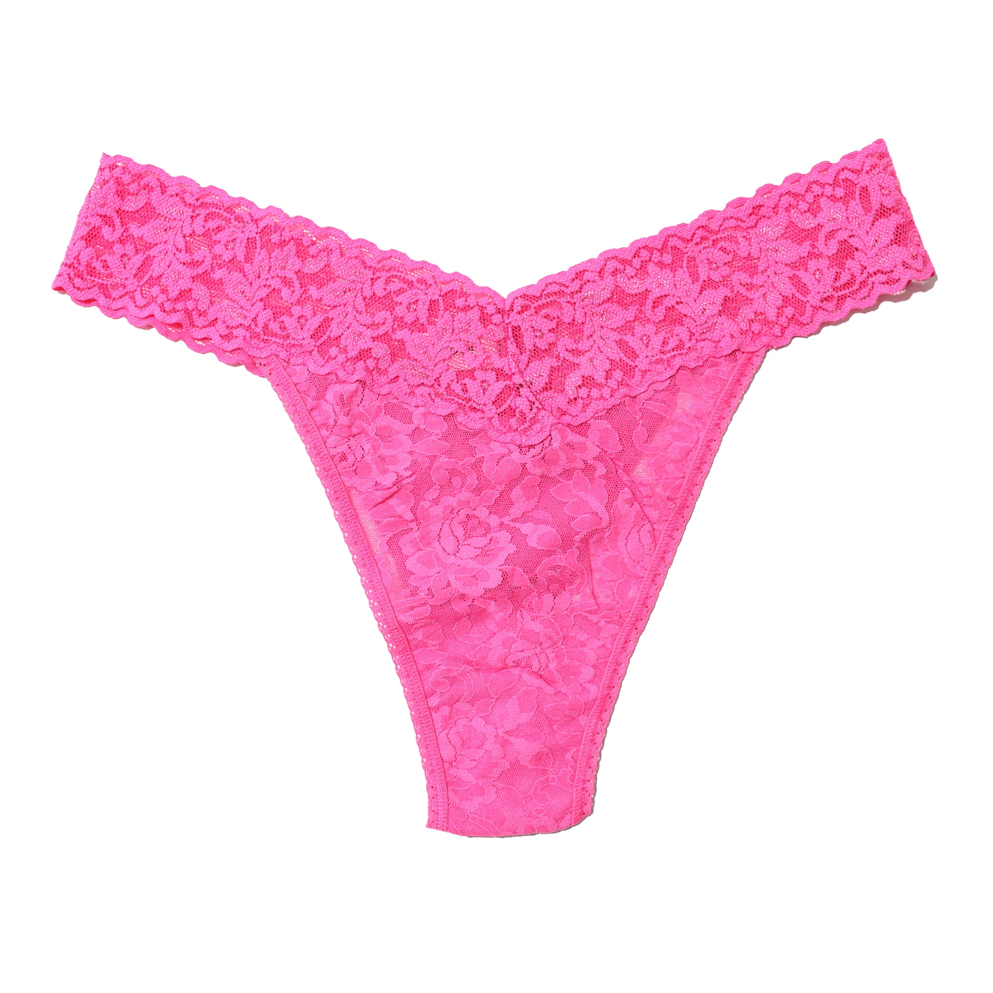 Signature Lace Original Rise Thong | Atomic Pink