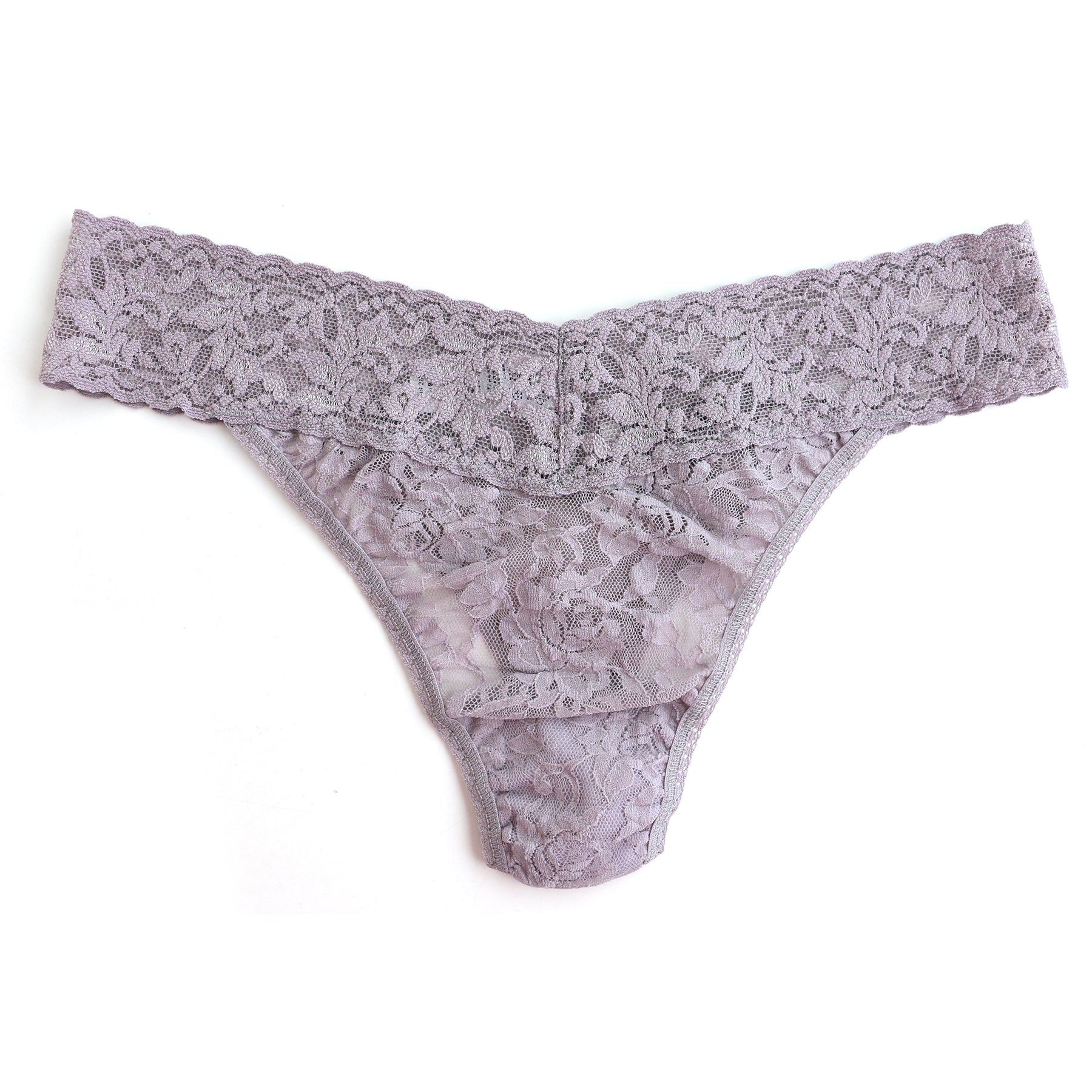 Signature Lace Original Rise Thong | Steel