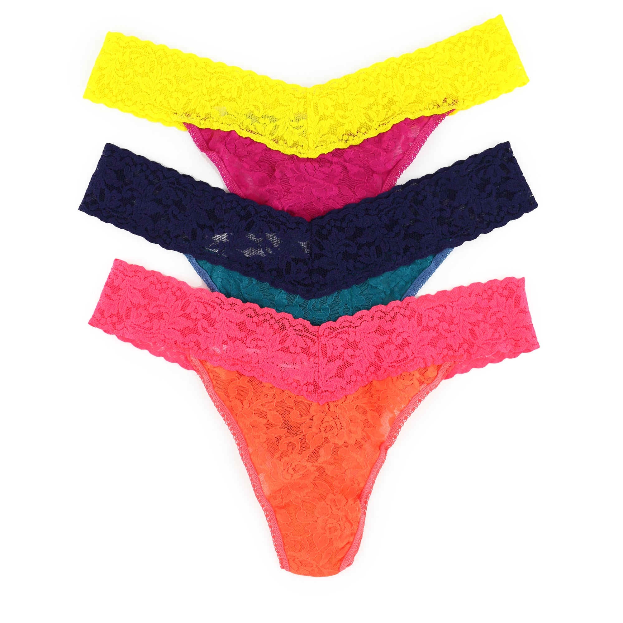 3 Pack Signature Lace Original Rise Thong | Orsp/Crlg, Nfog/Indi, Vntp/Suny