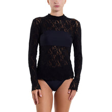 Signature Lace Mock Neck Long Sleeve | Black
