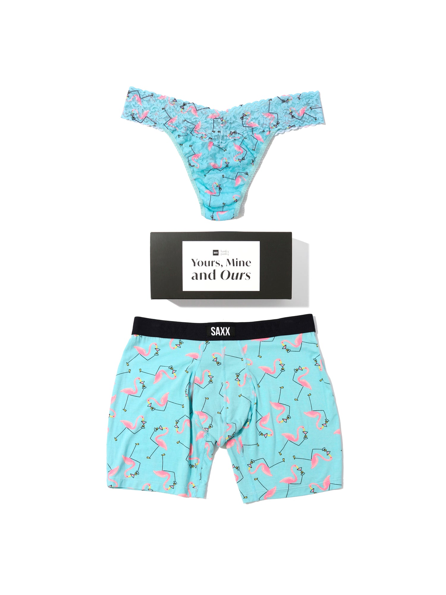Signature Lace Original Rise Thong & Saxx Boxer Brief | Drinko Flamingo