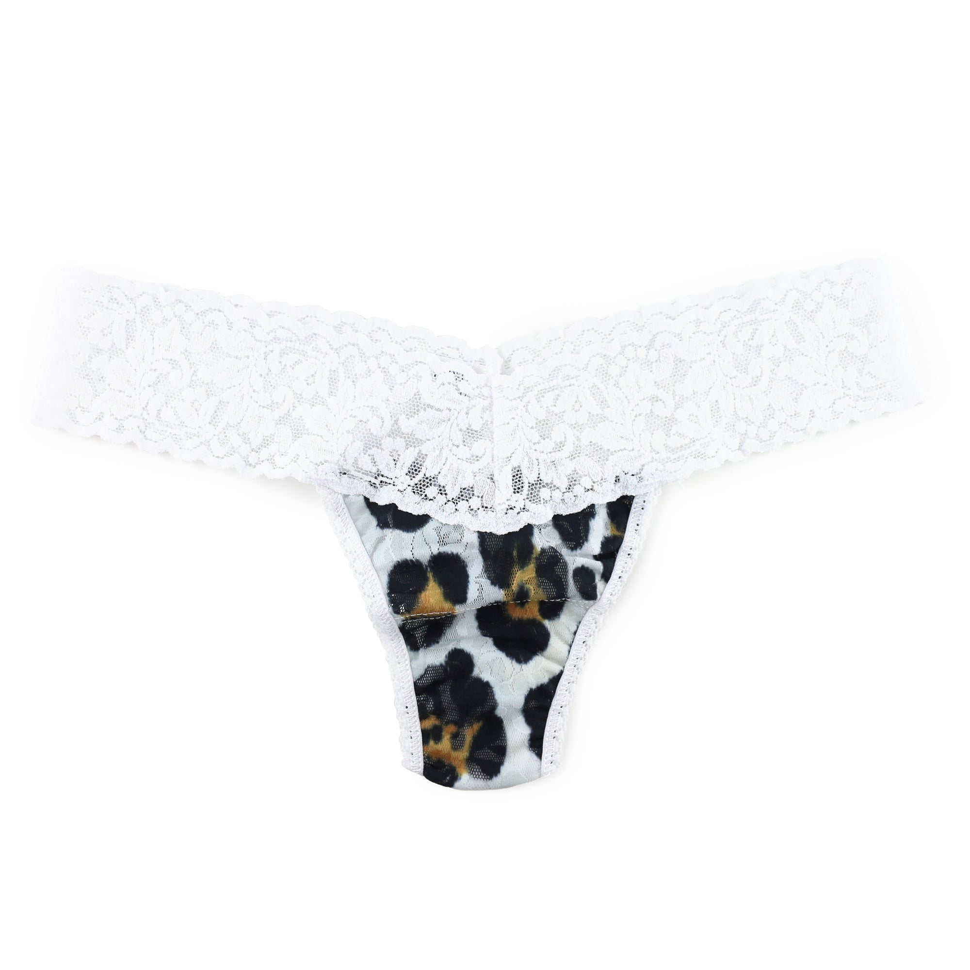 Signature Lace Low Rise Thong | White