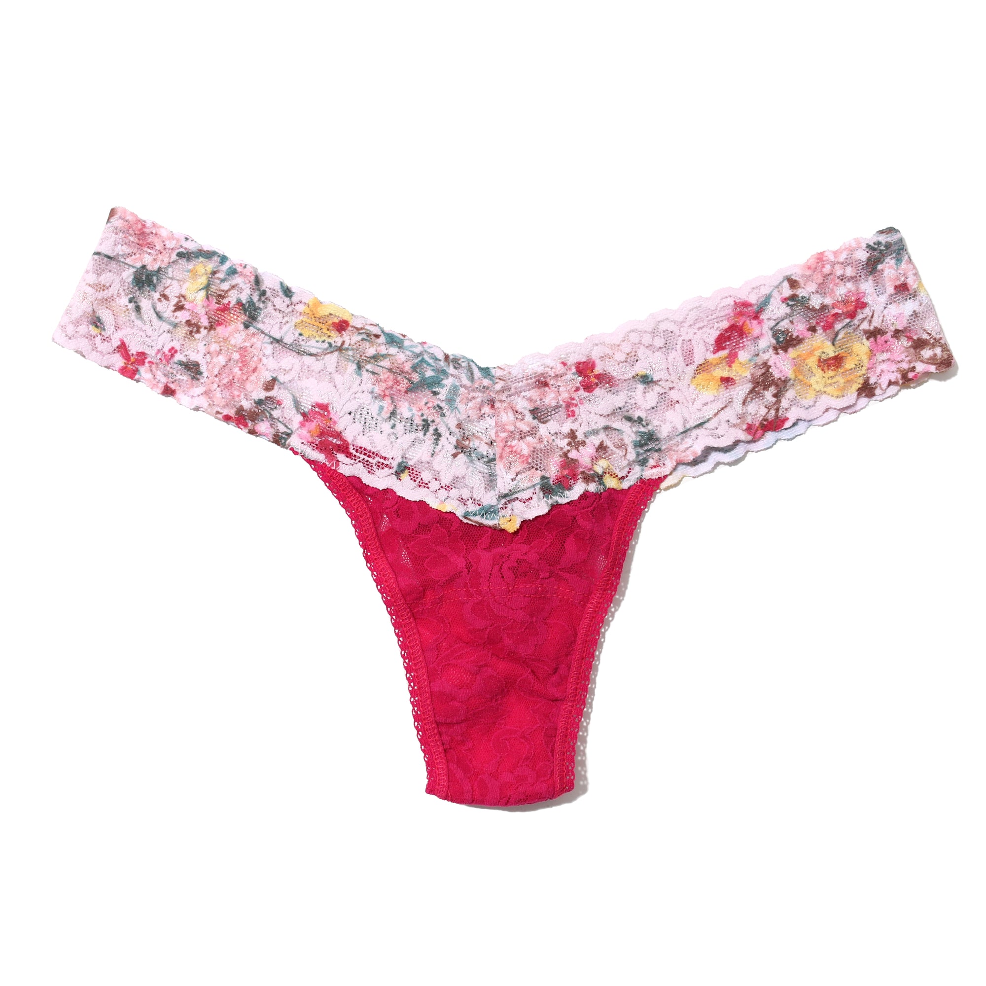 Signature Lace Low Rise Thong | Venetian Pink/Blanche Fleur