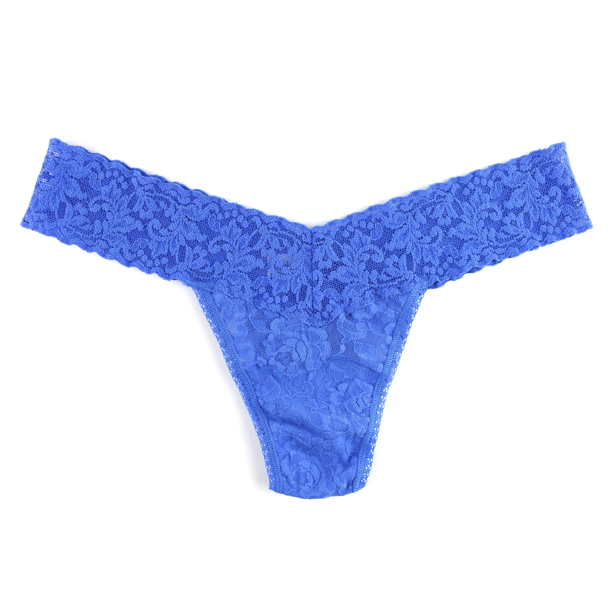 Signature Lace Low Rise Thong | Sea Blue