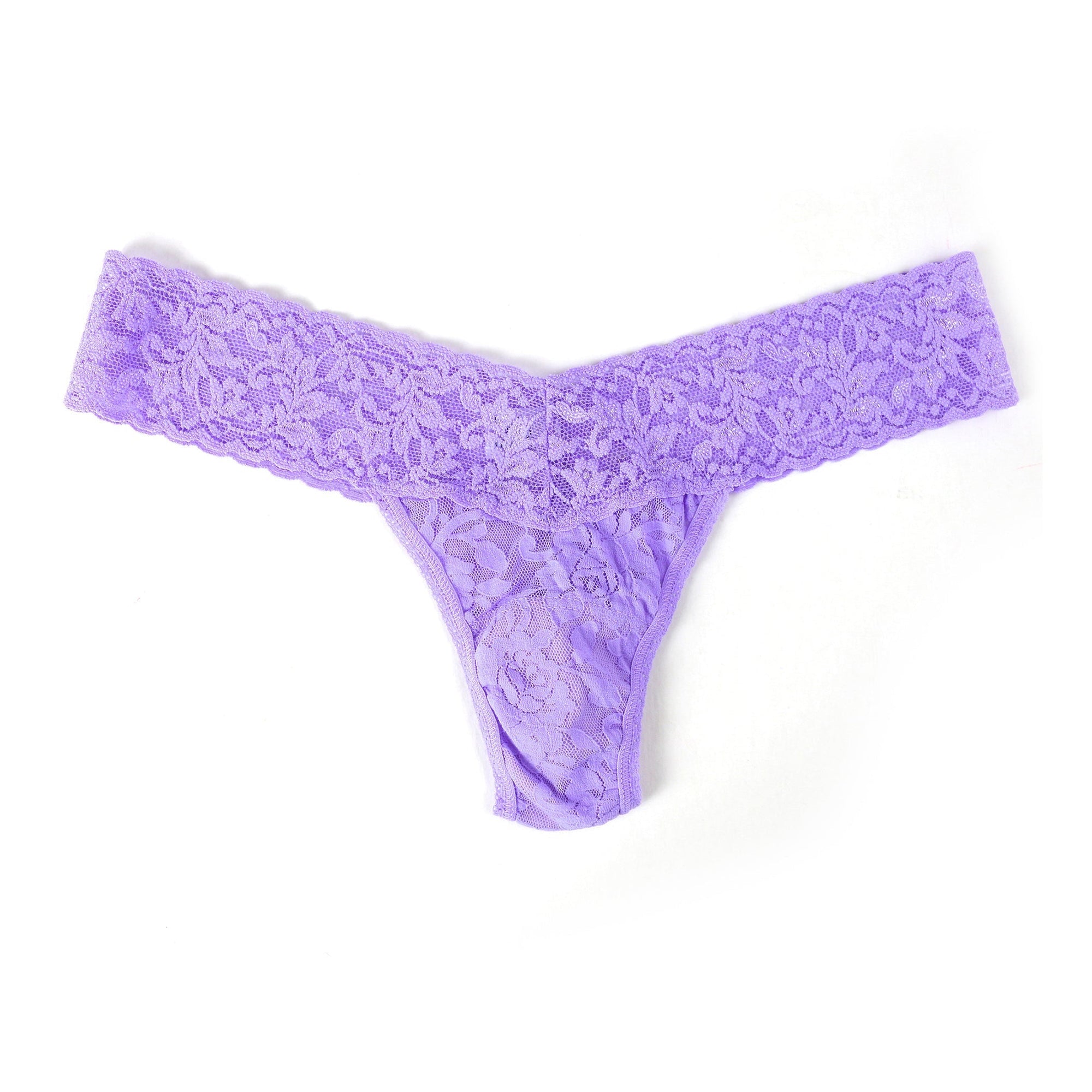 Signature Lace Low Rise Thong | I | Electric Orchid