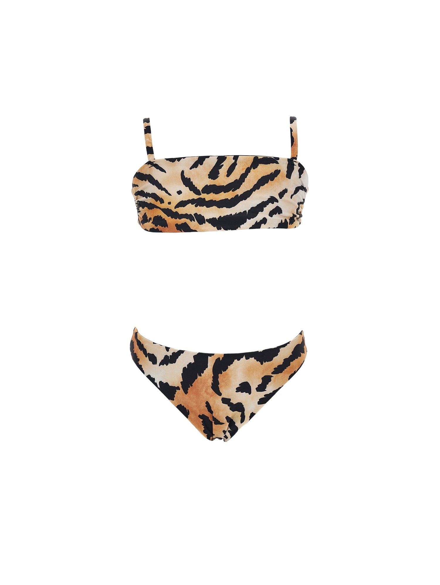 Girls | Tiger Print Two-Piece Swimsuit | Caramel/Black