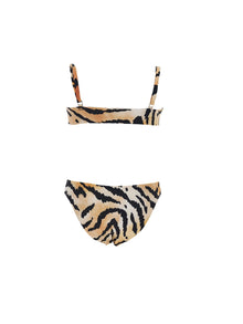 Girls | Tiger Print Two-Piece Swimsuit | Caramel/Black