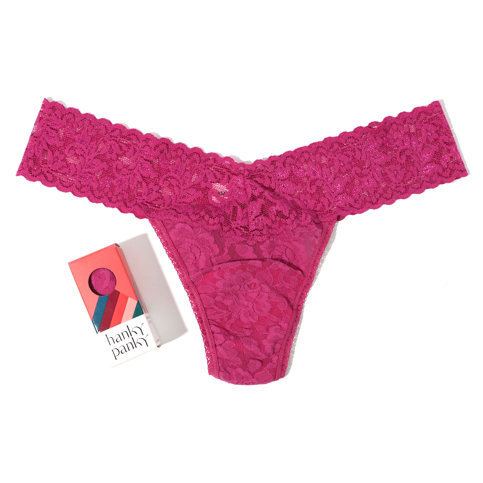 Signature Lace Low Rise Thong | Wild Rose