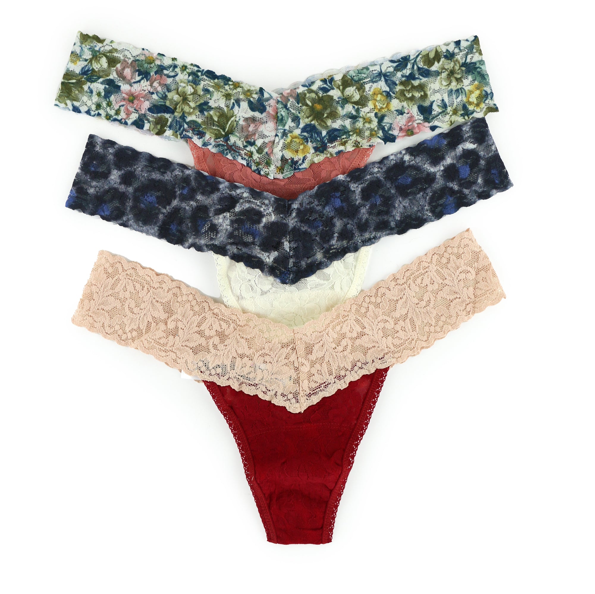 3 Pack Low Rise Thong | Mysterious Feline/Fbor/Chai/Vintage Blossom