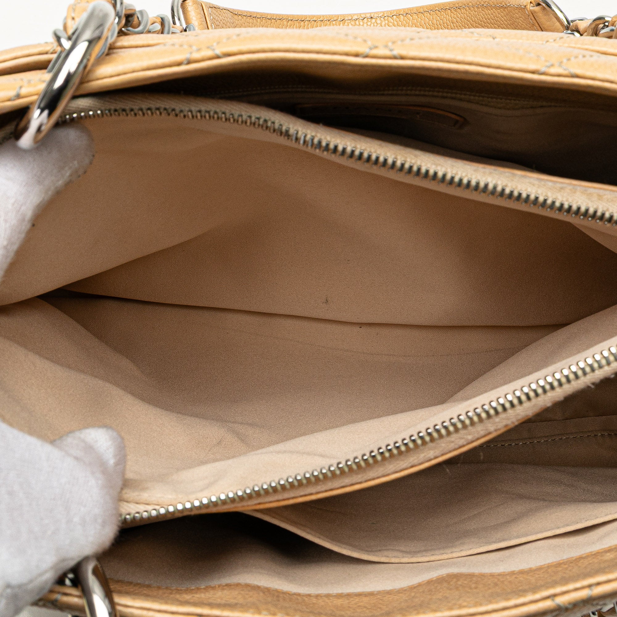 Chanel | Pre-Owned Caviar Grand Shopping Tote | Brown/Light Beige