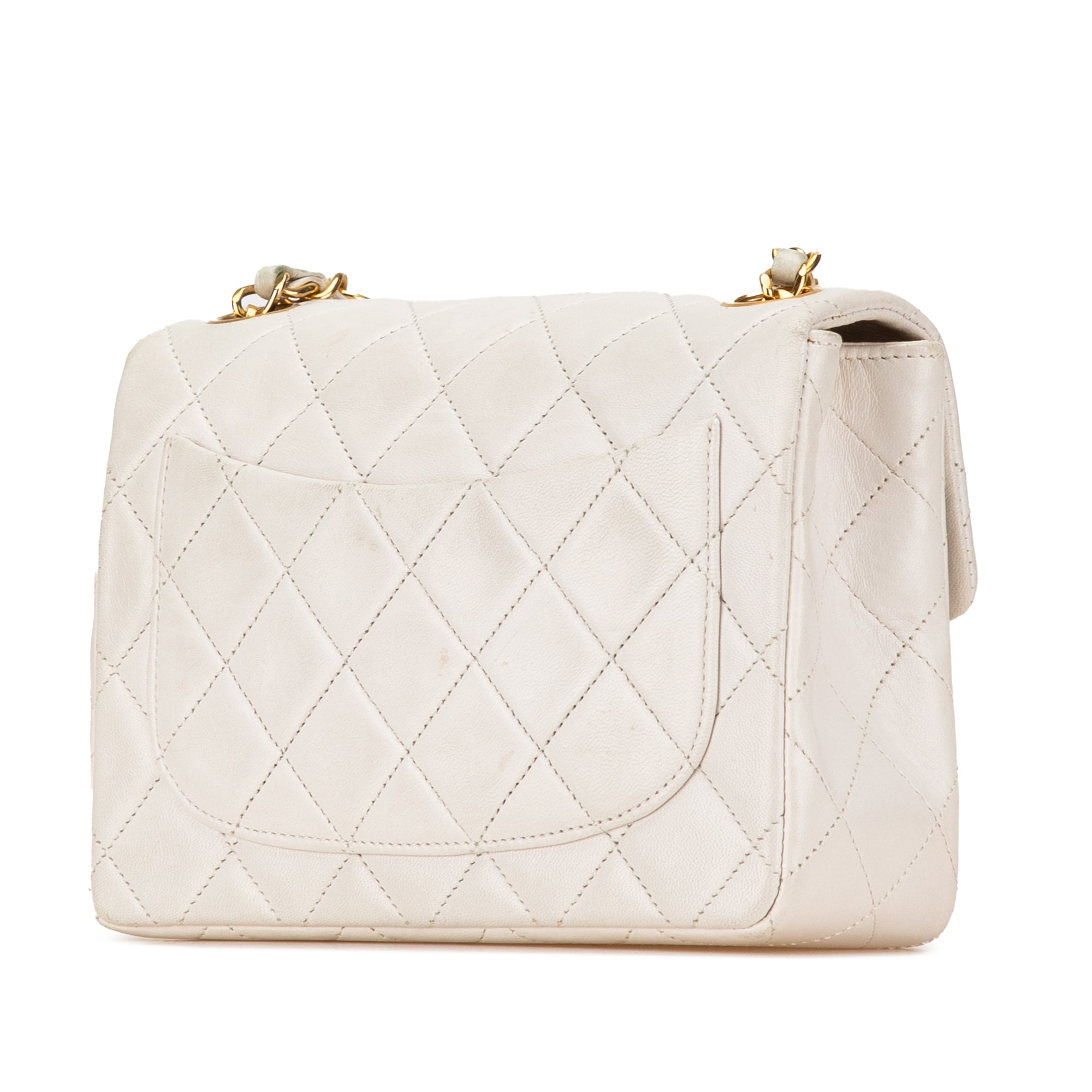 Chanel | Pre-Owned Mini Square Classic Lambskin Single Flap | White