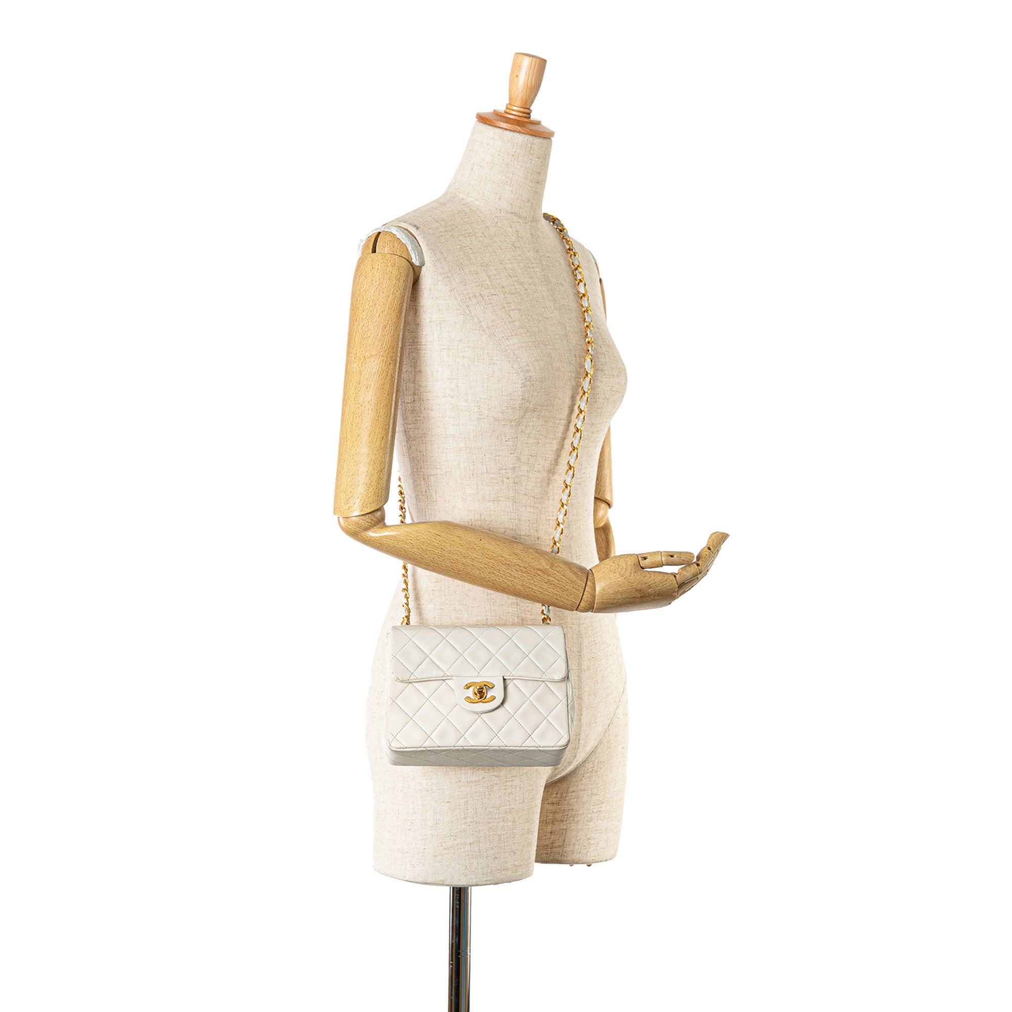 Chanel | Pre-Owned Mini Square Classic Lambskin Single Flap | White