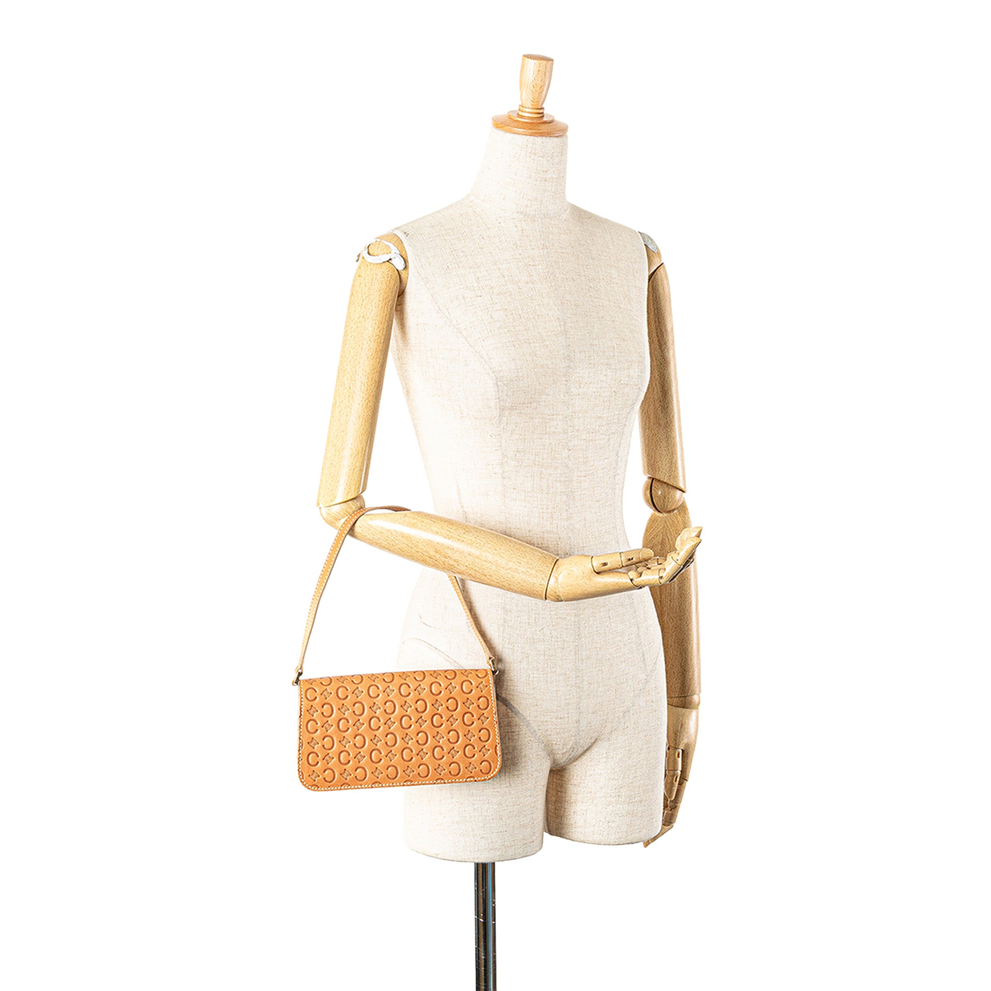 Celine | Pre-Owned C Macadam Leather Pochette | Brown/Beige