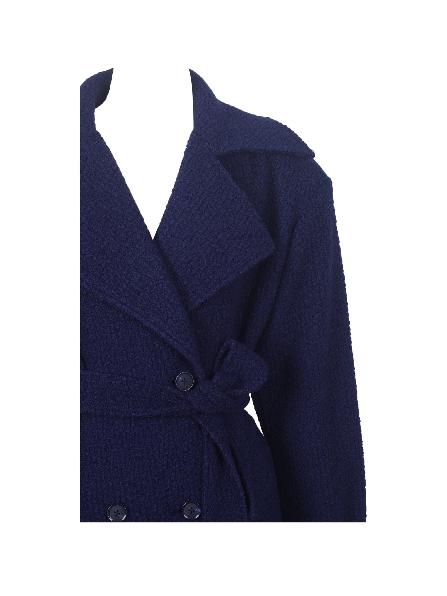 Jaelyn Wool Blend Double-Breasted Belted Coat | Midnight Blue