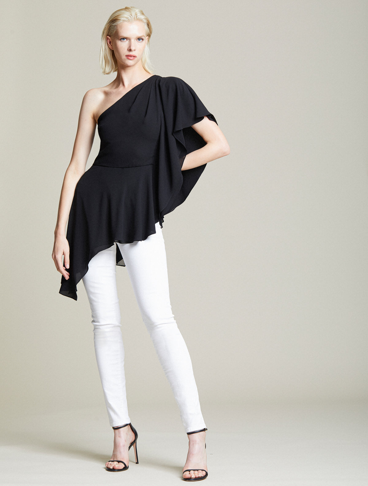 One Shoulder Drape Top - Halston