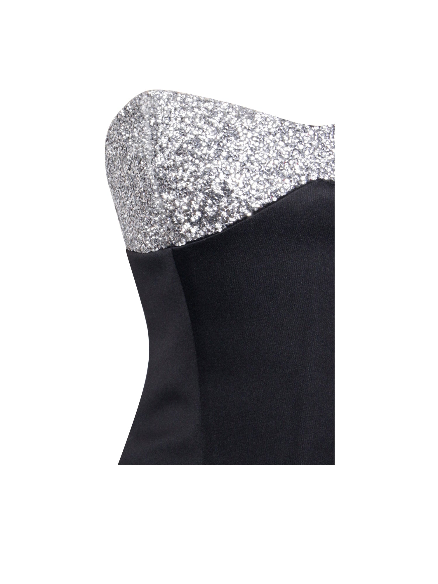 Silvia Satin Crystal Bustier A-Line Mini Dress | Black