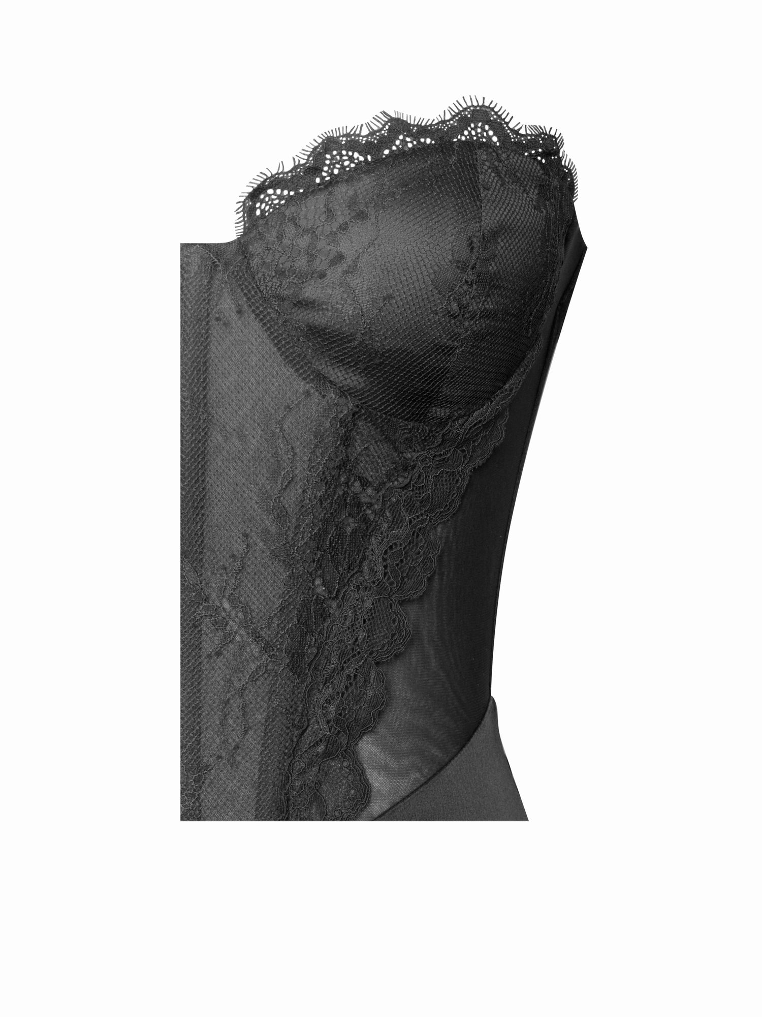 Talia Satin Lace Corset Maxi Dress | Black