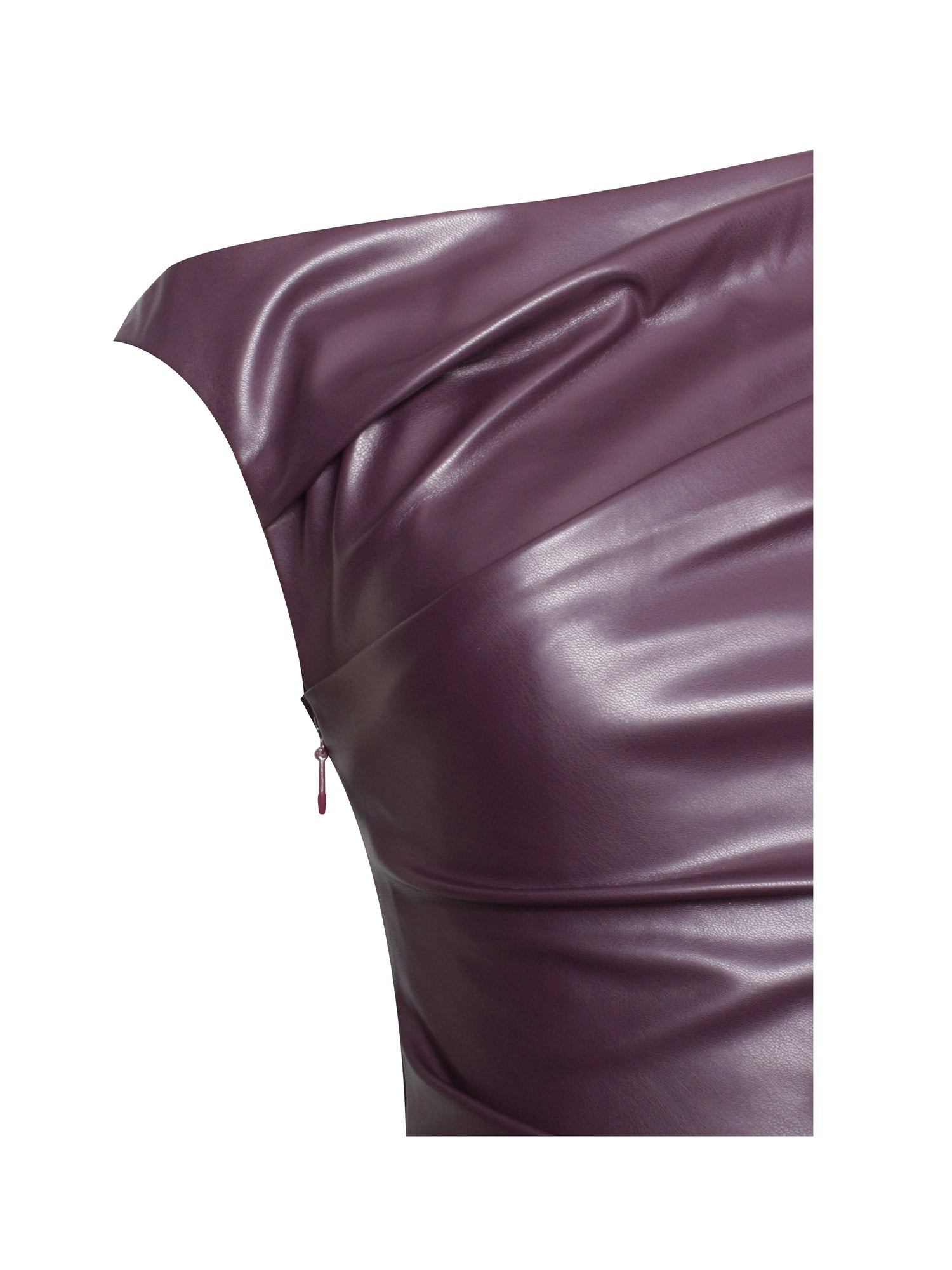 Sabina Leather Slash Neck Midi Dress | Purple