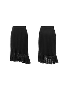 Elegant Fishtail Hem Midi Skirt | Black
