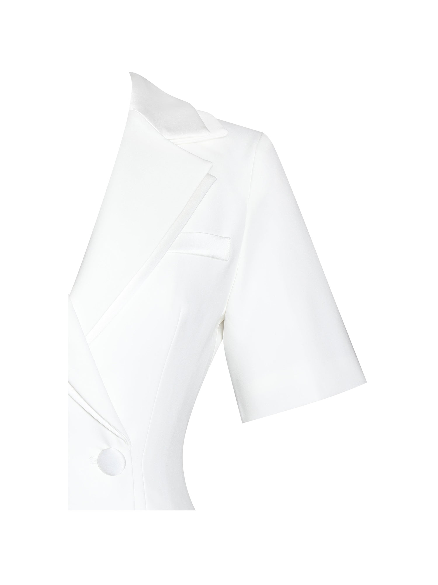 Madelina Double Breast Satin Trim Blazer Dress | White