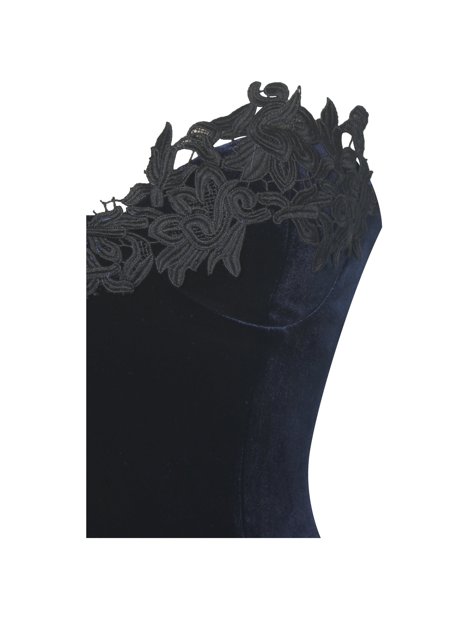 Pascha Lace Applique Strapless Peplum Midi Dress | Black