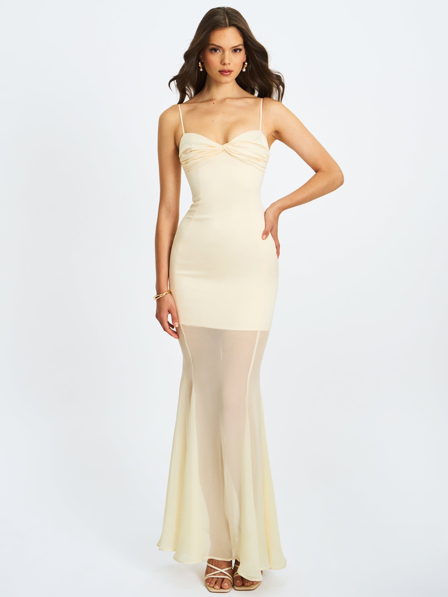 Zayne Ruch Breast Chiffon Mermaid Maxi Dress | Butter Yellow