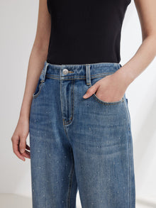 Four-way Stretch Rhinestone Jeans | Blue