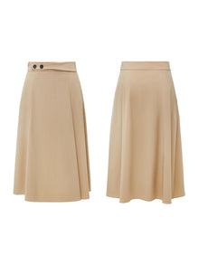 Vintage Collegiate Style Midi Skirt | Khaki