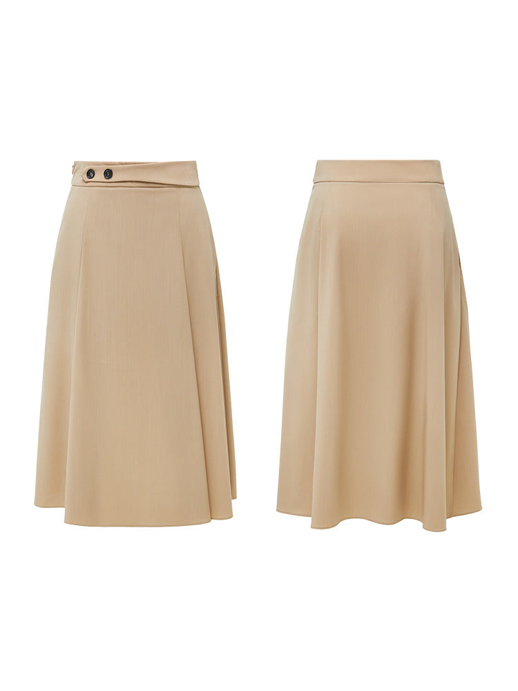 Vintage Collegiate Style Midi Skirt | Khaki