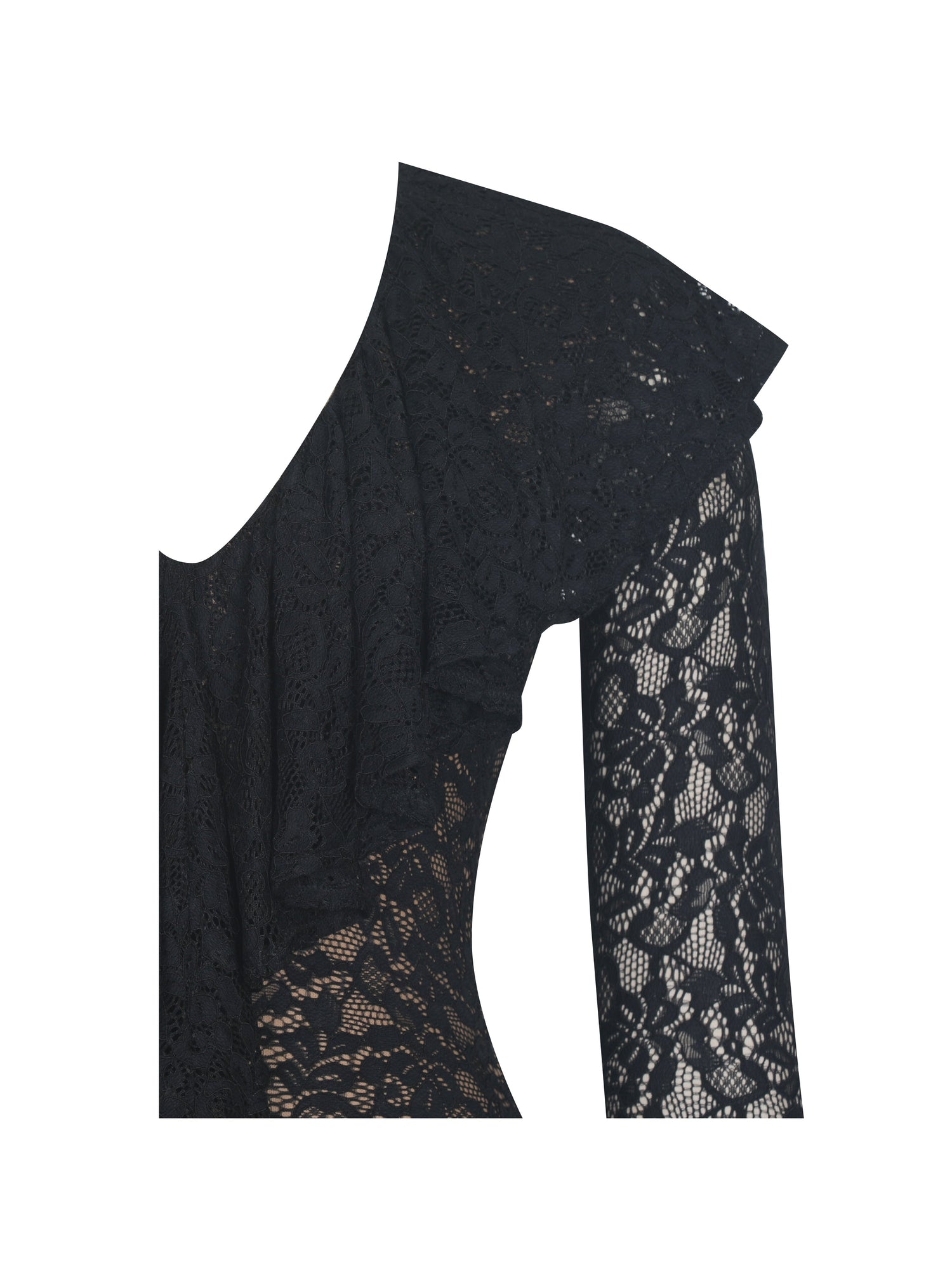 Parisa Lace Ruffled Mermaid Maxi Dress | Black