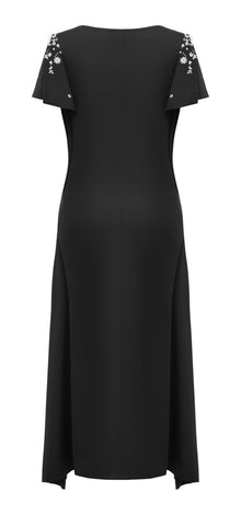 Silk Floral Print Dress | Black