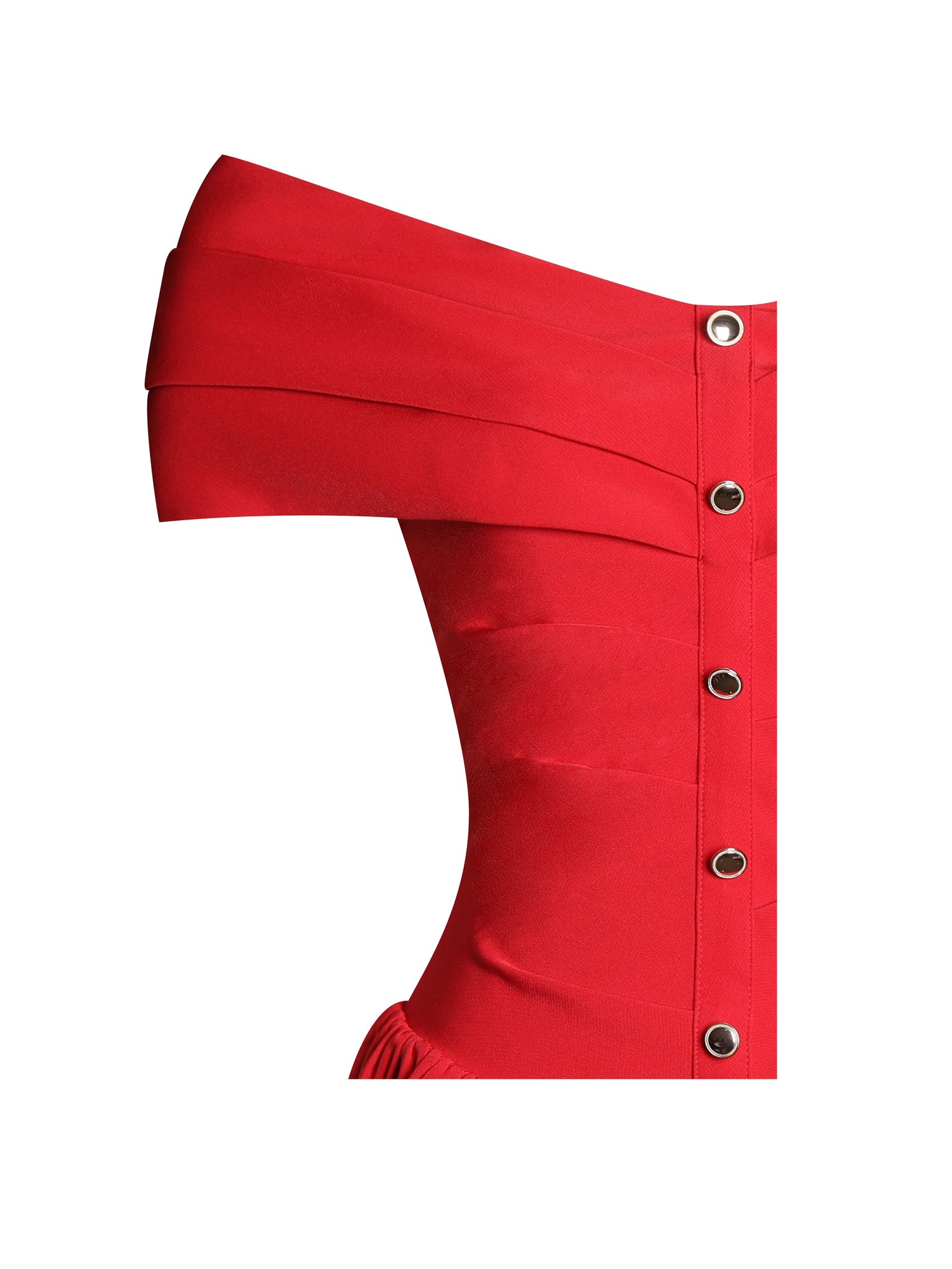 Cait Off Shoulder Drop Waist Mini Dress | Red