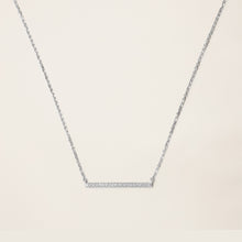 Womens | 14K Solid White Gold | Pave Bar Necklace | 0.19 CTW Diamonds