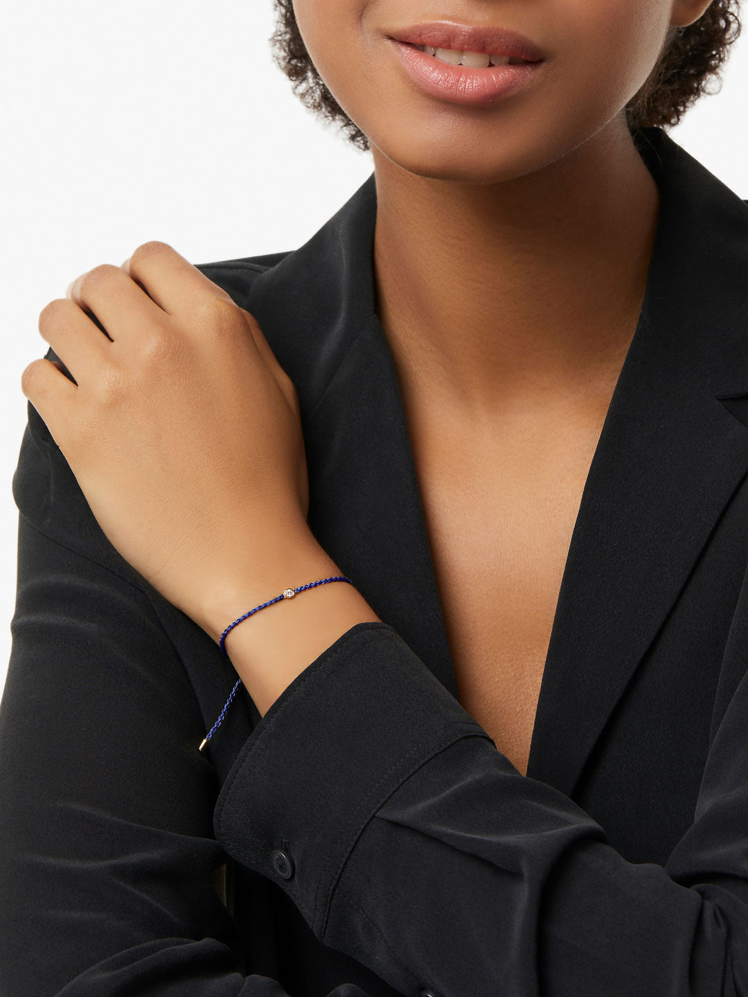 Medium Blue Cord Bracelet | 14K Gold on Sterling Silver | 0.06 CTW Diamonds