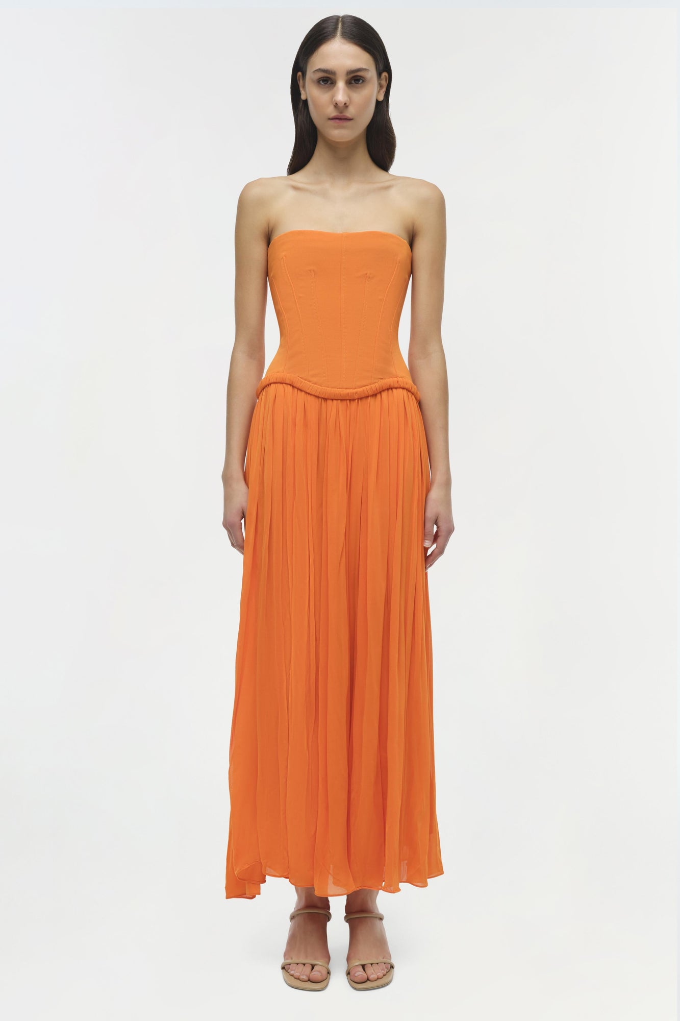Womens | Adalys Strapless Jersey Dress | Tangerine