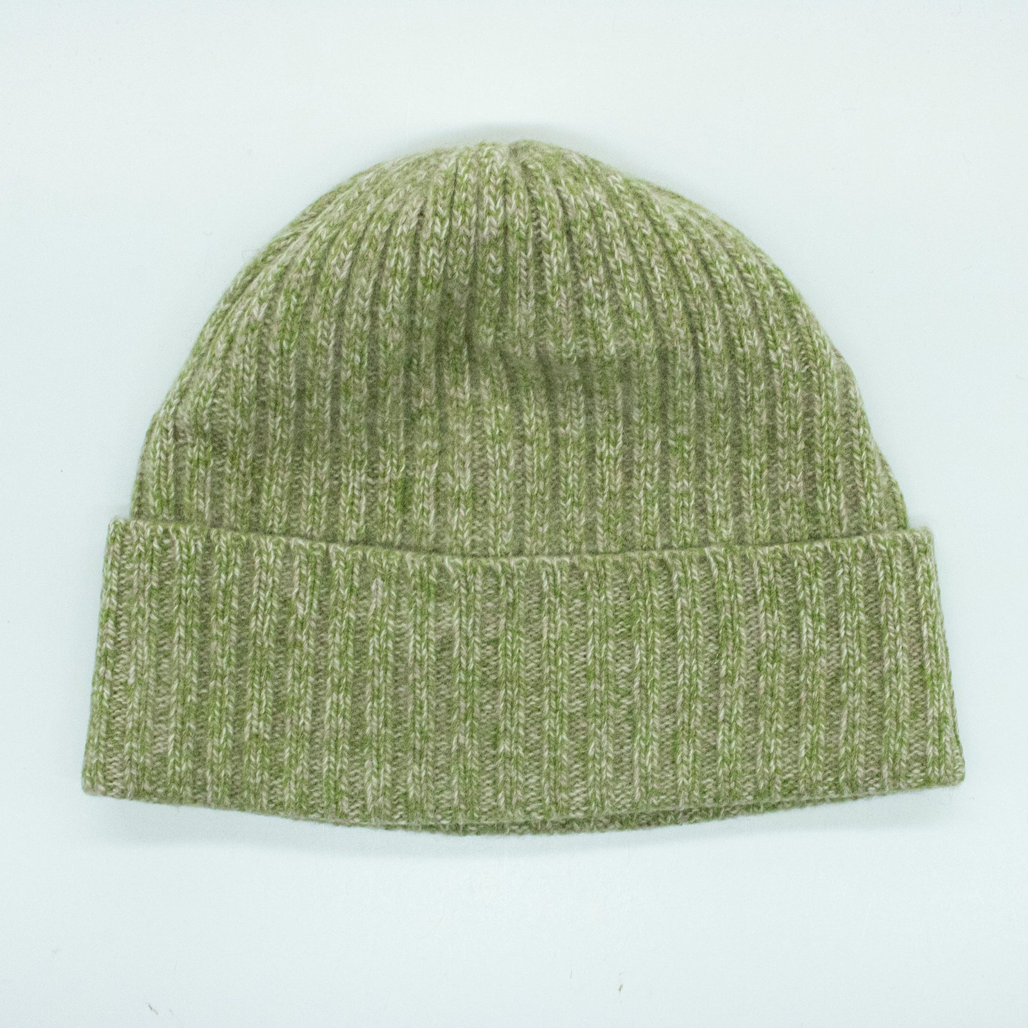 Cashmere Tweeded Ribbed Beanie | Green