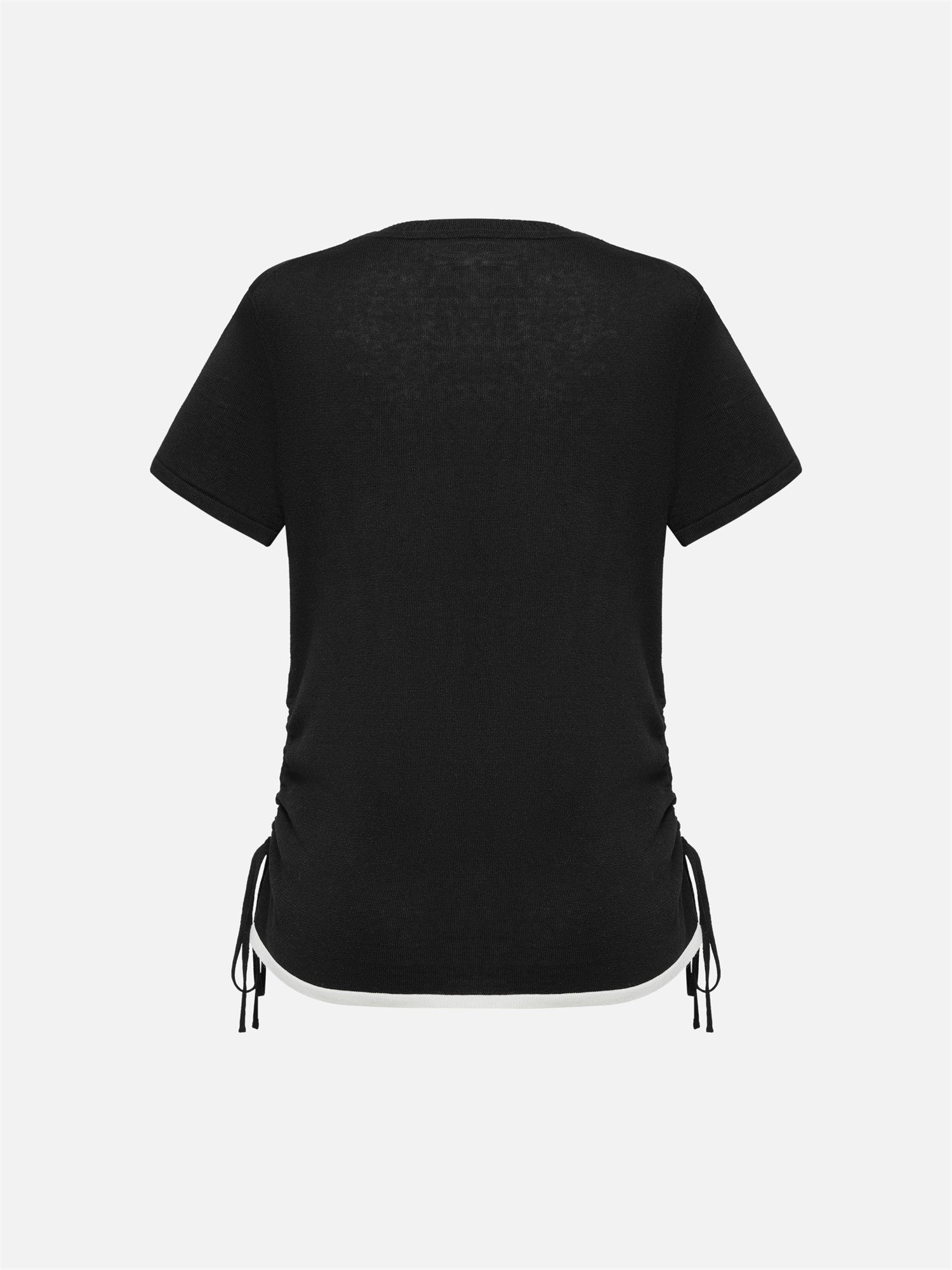 Linen Blend Crew Neck T-Shirt | Black