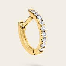 Womens | 14K Solid Yellow Gold | Half Pave Huggie Earrings | 0.20 CTW Diamonds