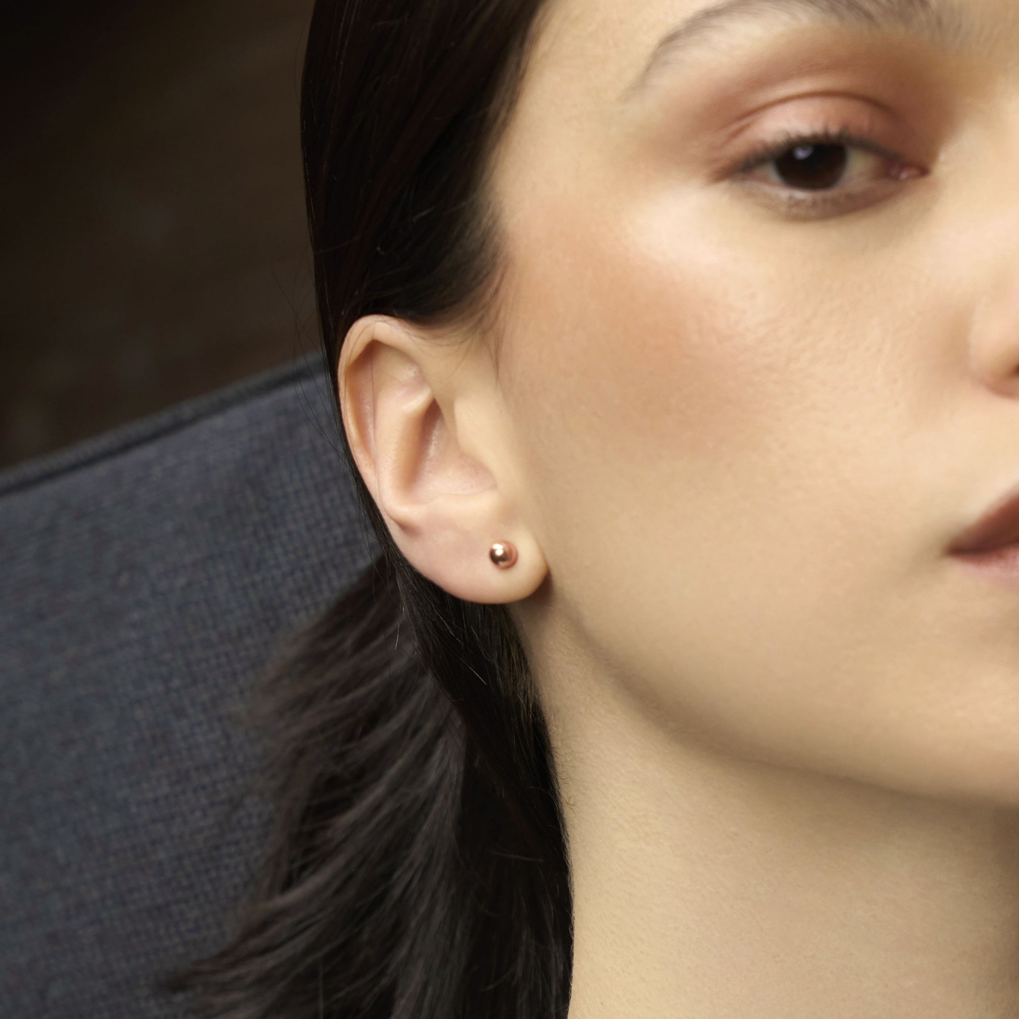 Womens | Sphere Studs | 14K Solid Rose Gold