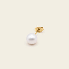 Womens | 14K Solid Yellow Gold | Classic Pearl Studs 7mm | Freshwater Pearls