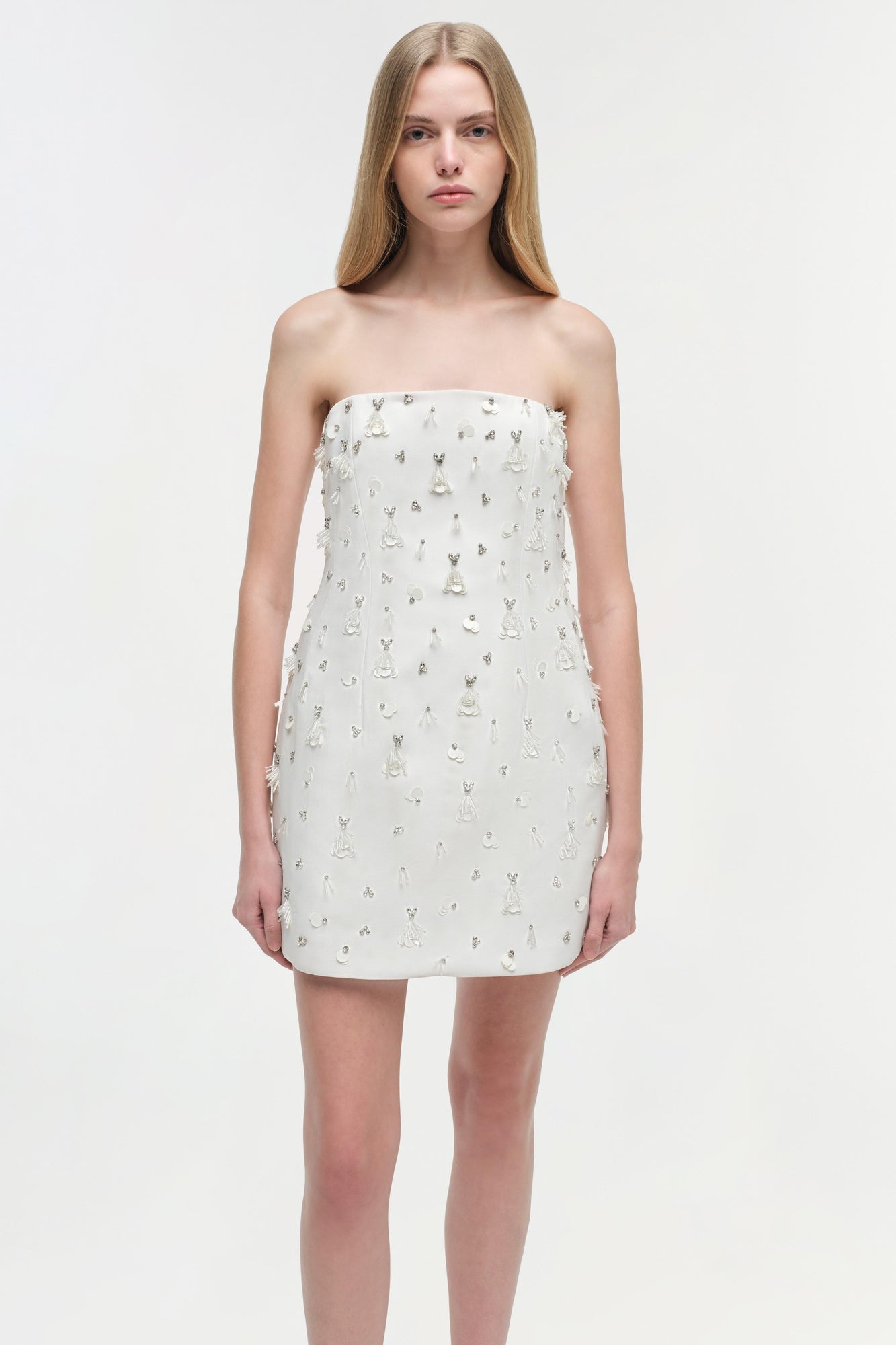 Womens | Yasmin Embellished Strapless Mini Dress | Ivory