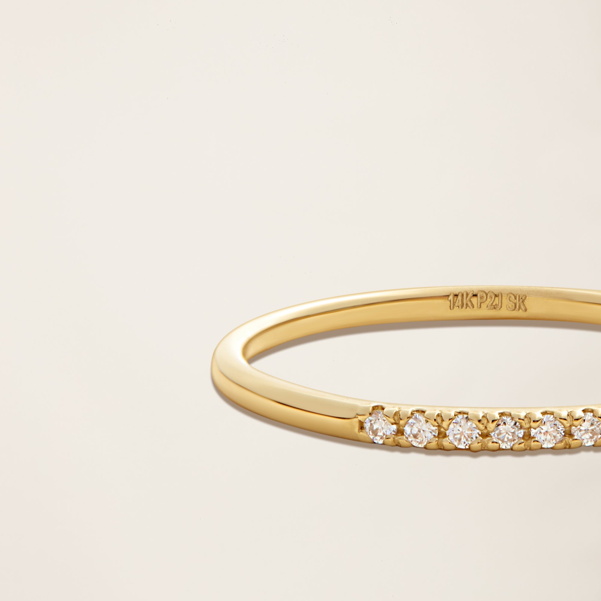 Womens | 14K Solid Yellow Gold | Line Ring | 0.048 CTW Diamonds