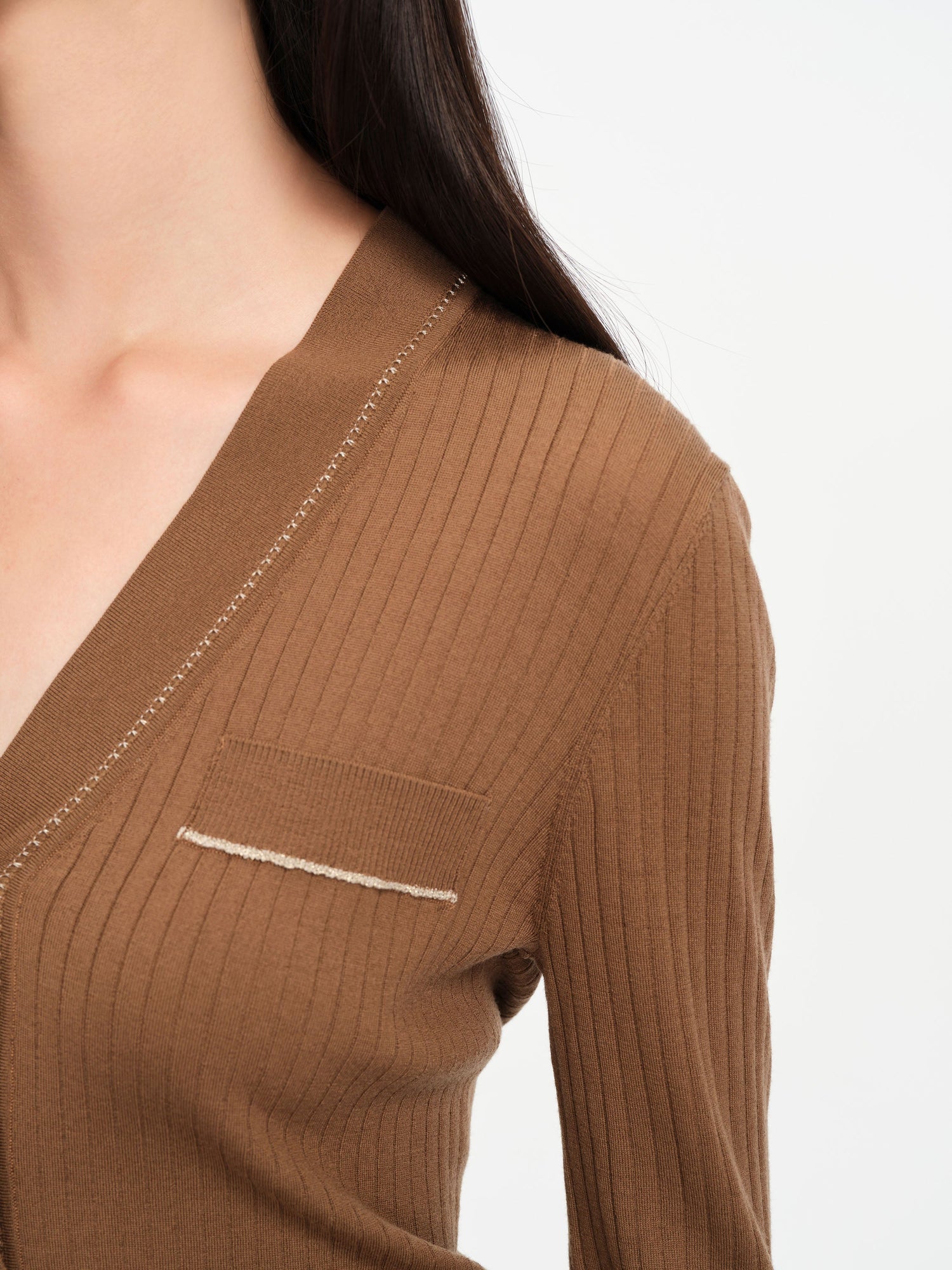 Texture Knit Cardigan | Brown