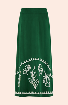 Floral Embroidered Skirt | Green