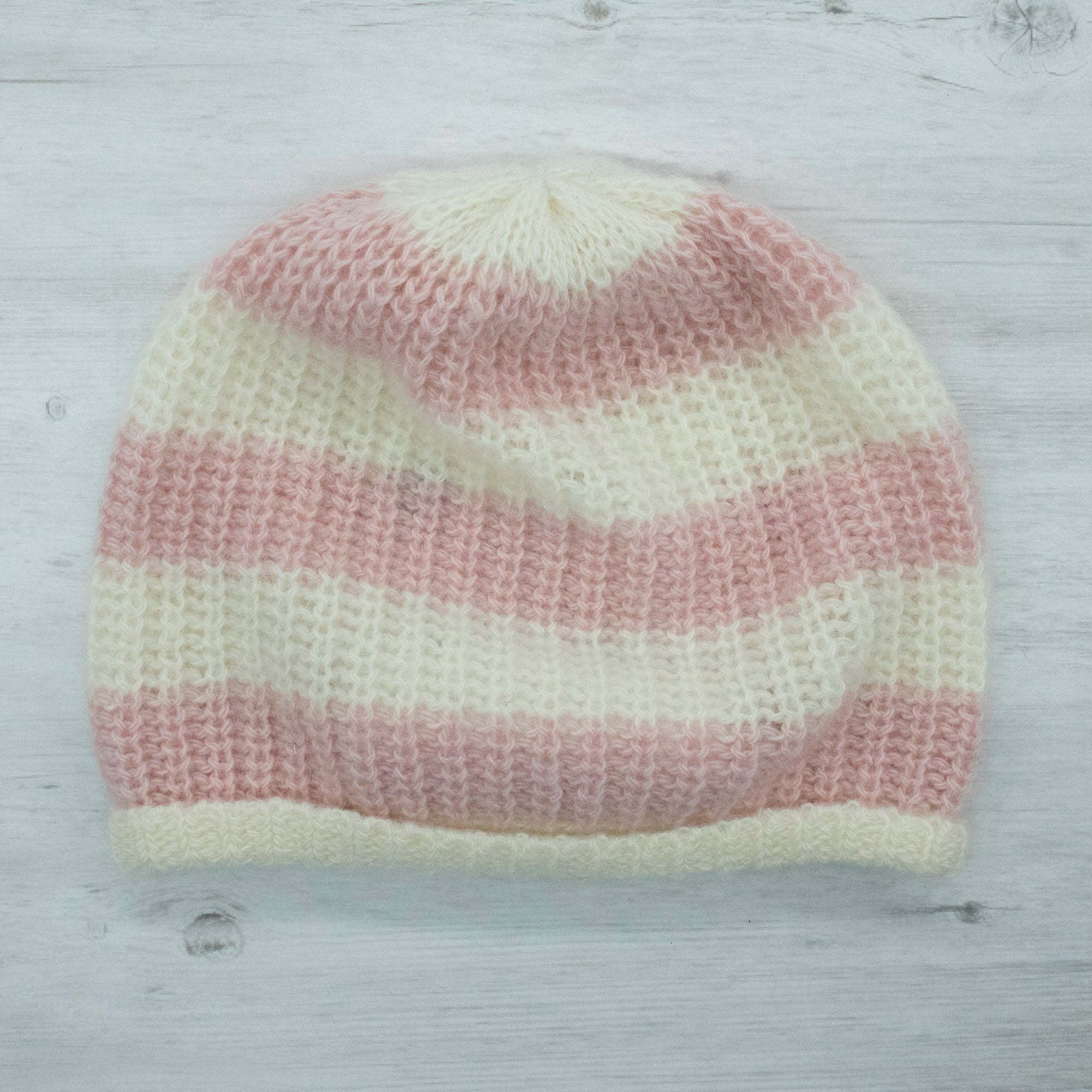 Babies Cashmere Beanie Striped Hat | Baby Pink