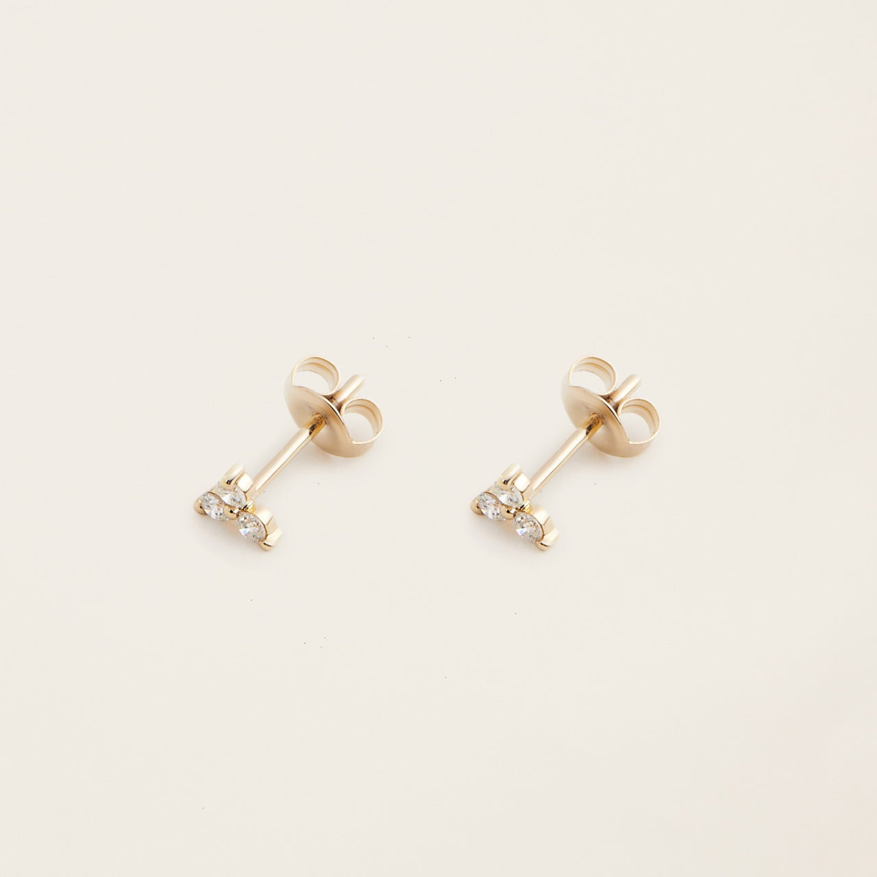 Womens | 14K Solid Yellow Gold | Triplet Studs | 0.24 CTW Diamonds